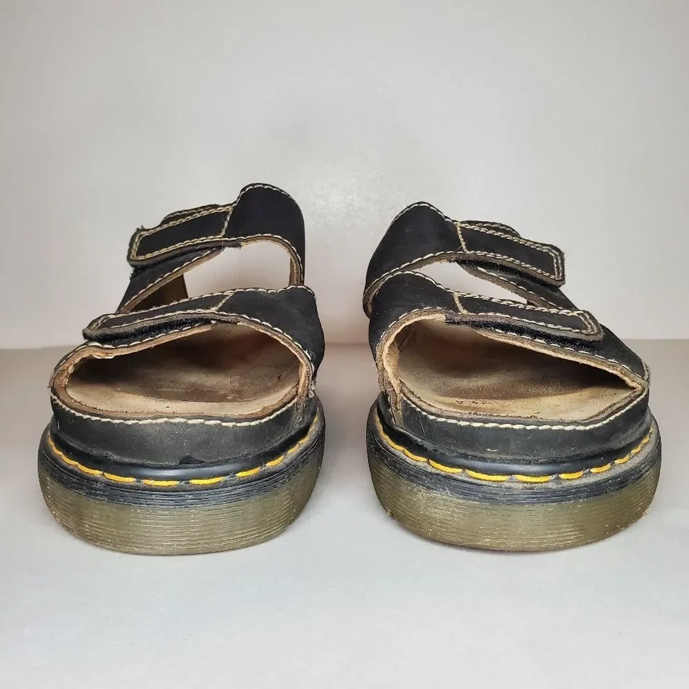 Dr Martens Men's Black Leather Sandals with Velcro Straps Size 12